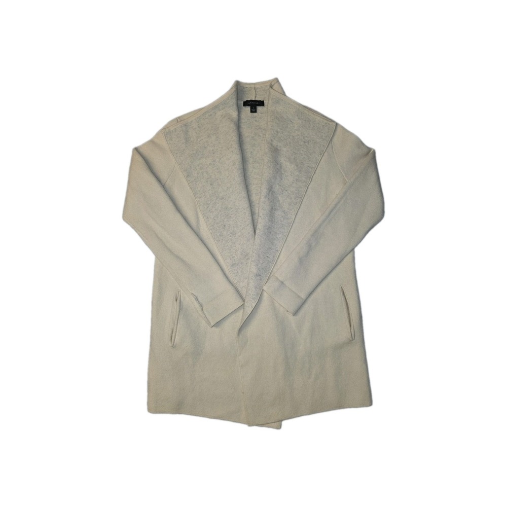 Ann Taylor Cashmere Open Front Cardigan Ivory Cream Sweater Small